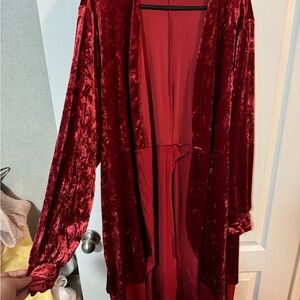Torrid Rich Red Velvet Duster Coat